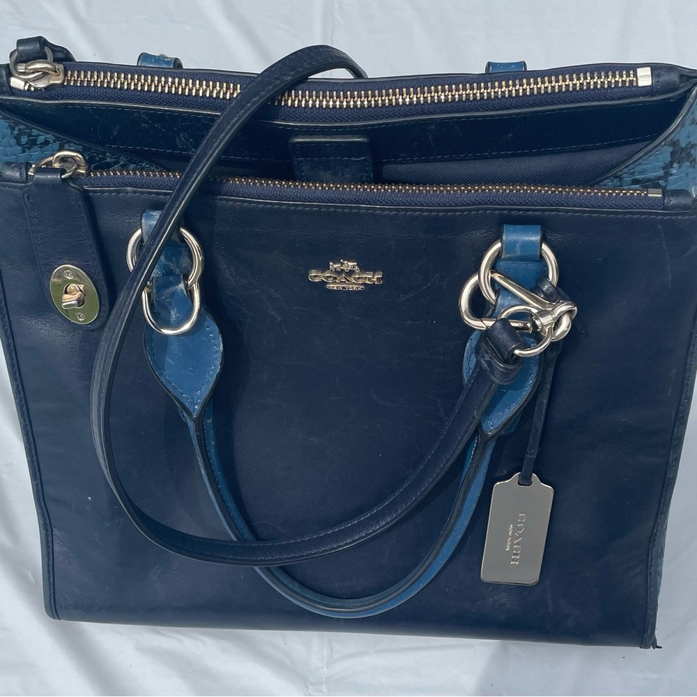 Coach Dark Blue Leather Tote
